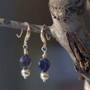 Lapis Gold and Silver earrings